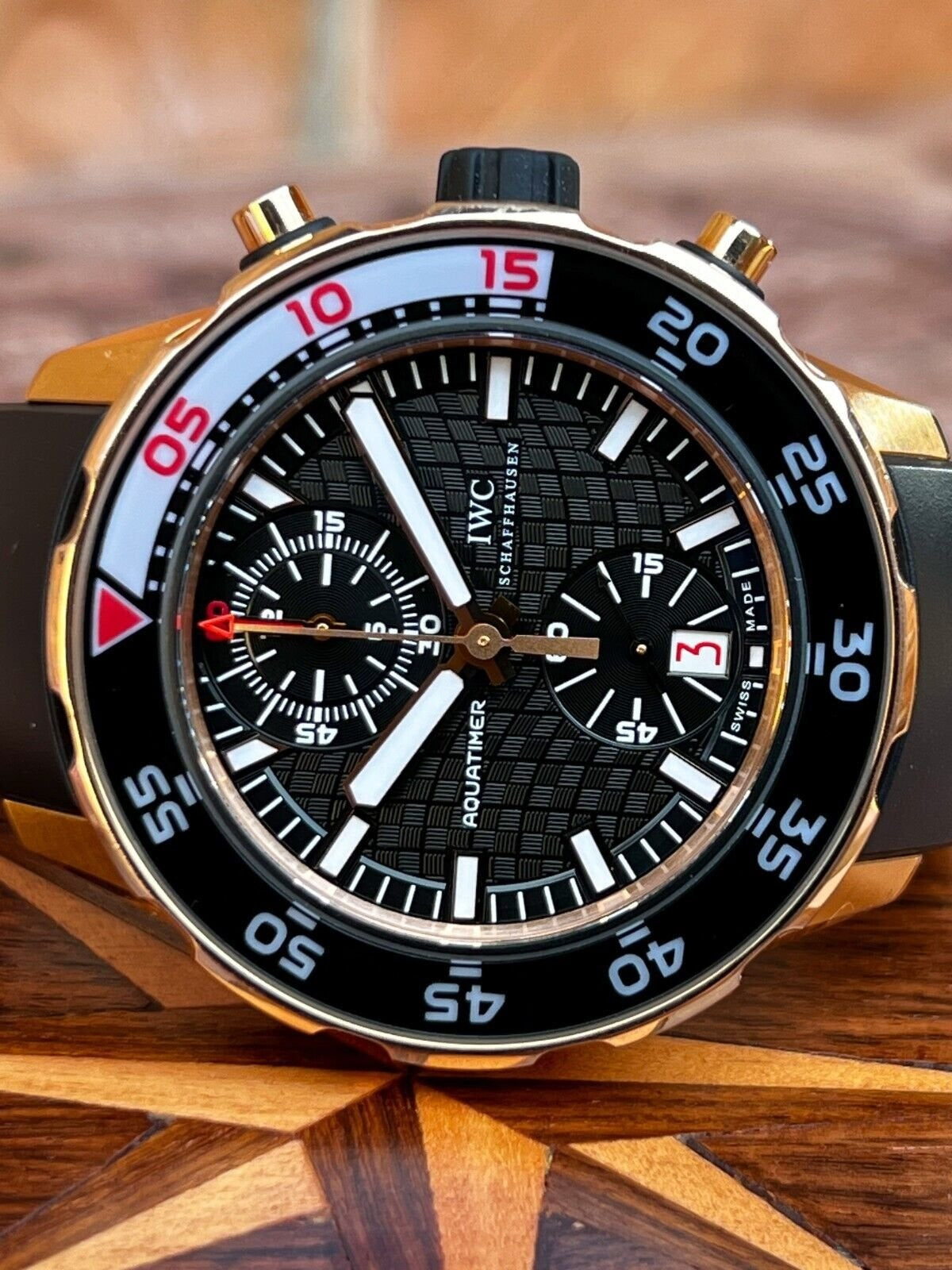 IWC Aquatimer Rose Gold Chronograph Automatic on Rubber Strap 44mm